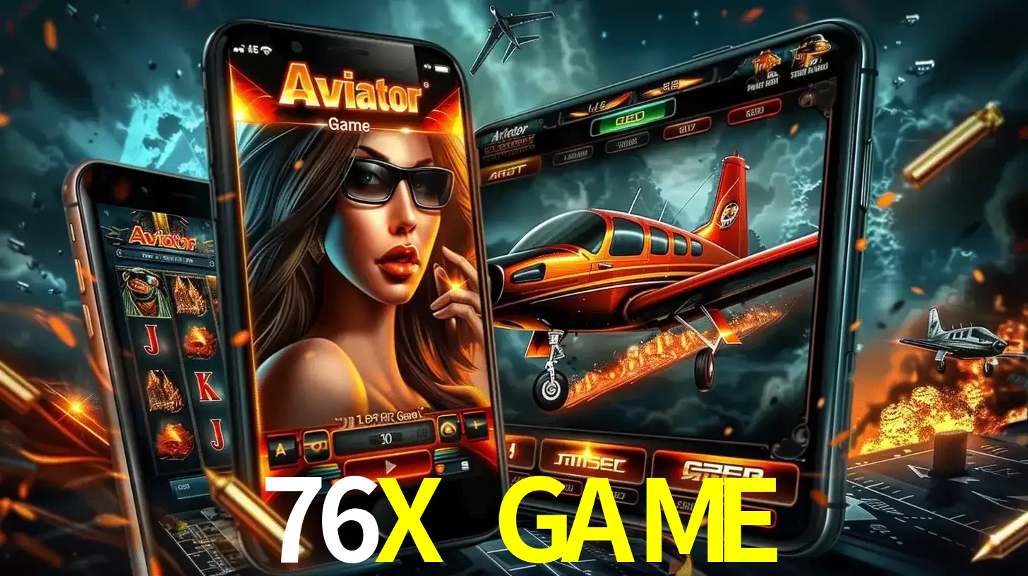 O popular jogo de apostas Aviator exibido em vários celulares e tablets, mostrando a interface emocionante e a ação de voo disponíveis para jogar agora no 76X GAME.