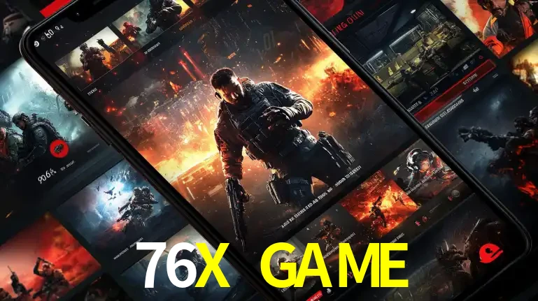 Tela de um celular exibindo uma galeria de jogos de tiro com temática militar, mostrando a variedade de e-sports disponíveis para apostas na plataforma de entretenimento 76X GAME.