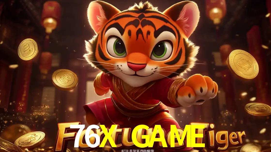 O carismático mascote do jogo de slot Fortune Tiger, um tigre fofo em pose de artes marciais, pronto para trazer sorte e multiplicadores de ganhos no cassino online 76X GAME.